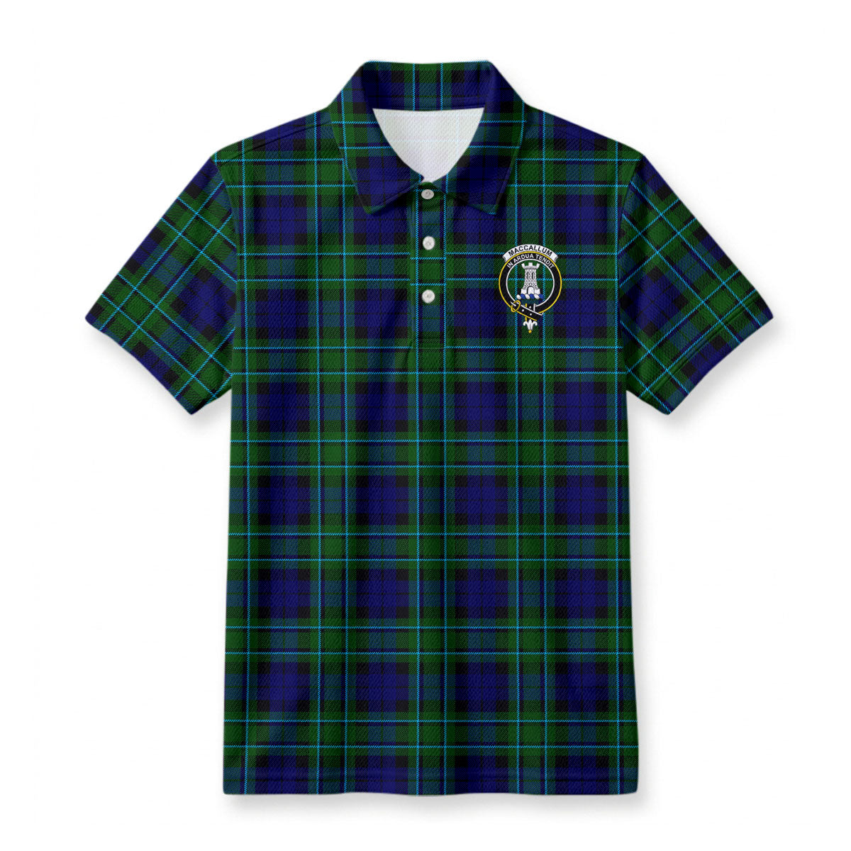 MacCallum Modern Tartan Crest Birdseye Mesh Polo Shirt