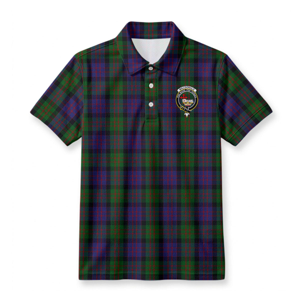 MacDonald Tartan Crest Birdseye Mesh Polo Shirt
