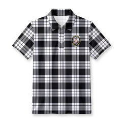 MacFarlane Black - White Tartan Crest Birdseye Mesh Polo Shirt