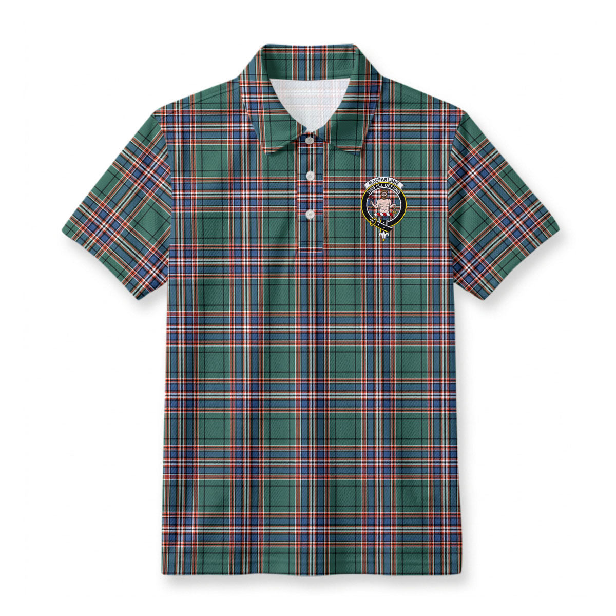 MacFarlane Hunting Ancient Tartan Crest Birdseye Mesh Polo Shirt