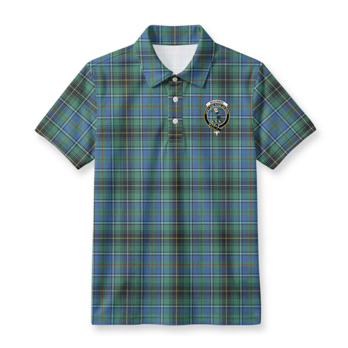 MacInnes Ancient Tartan Crest Birdseye Mesh Polo Shirt