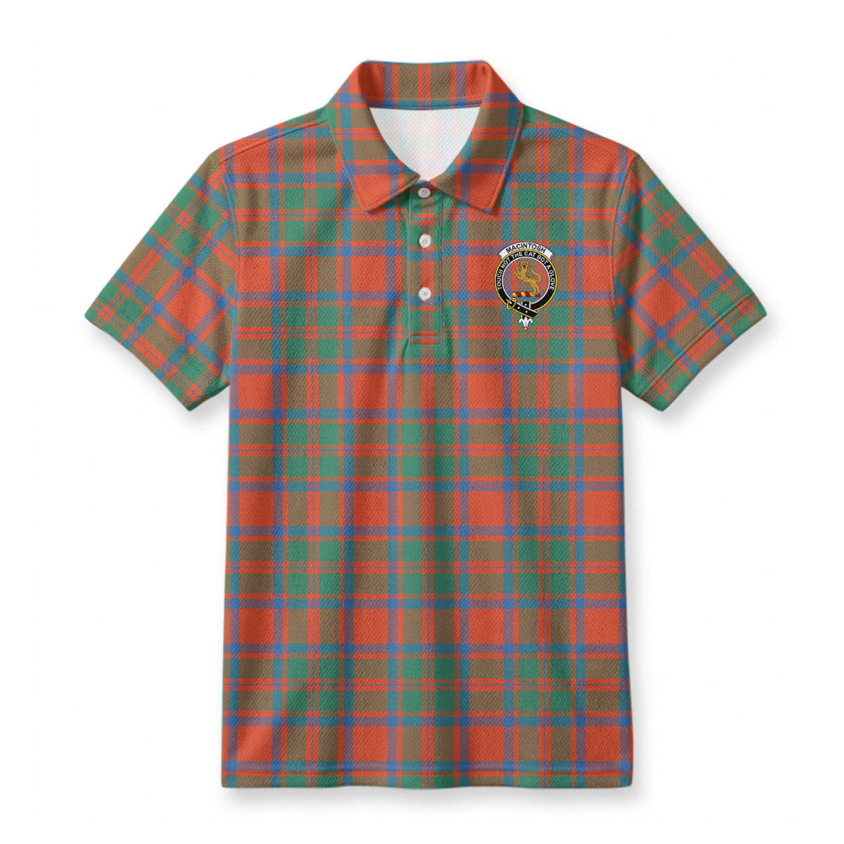 MacIntosh Ancient Tartan Crest Birdseye Mesh Polo Shirt