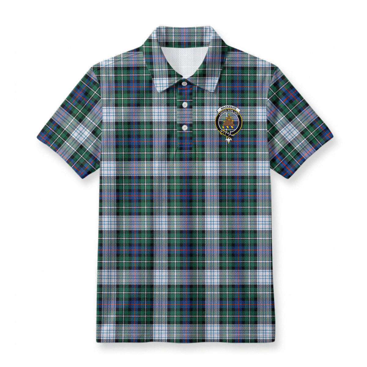 MacKenzie Dress Ancient Tartan Crest Birdseye Mesh Polo Shirt