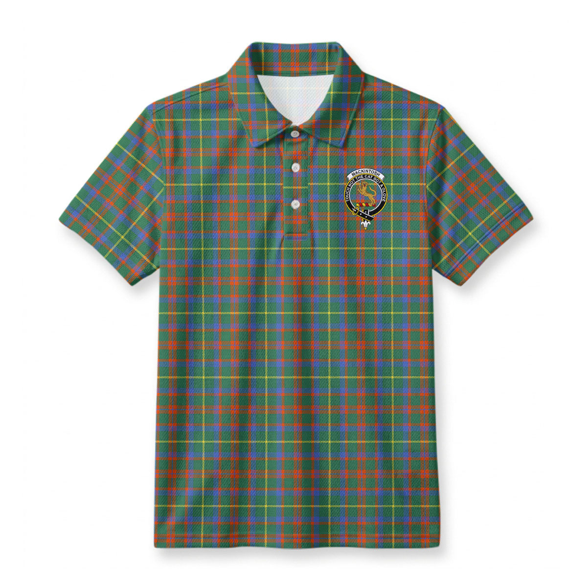 MacKintosh Hunting Ancient Tartan Crest Birdseye Mesh Polo Shirt