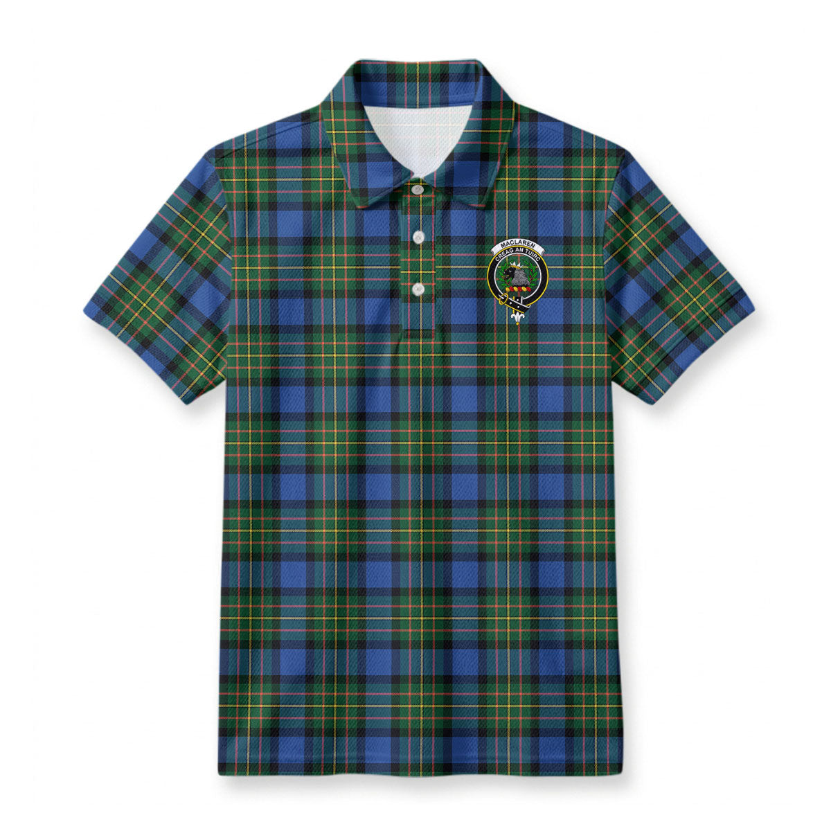 MacLaren Ancient Tartan Crest Birdseye Mesh Polo Shirt