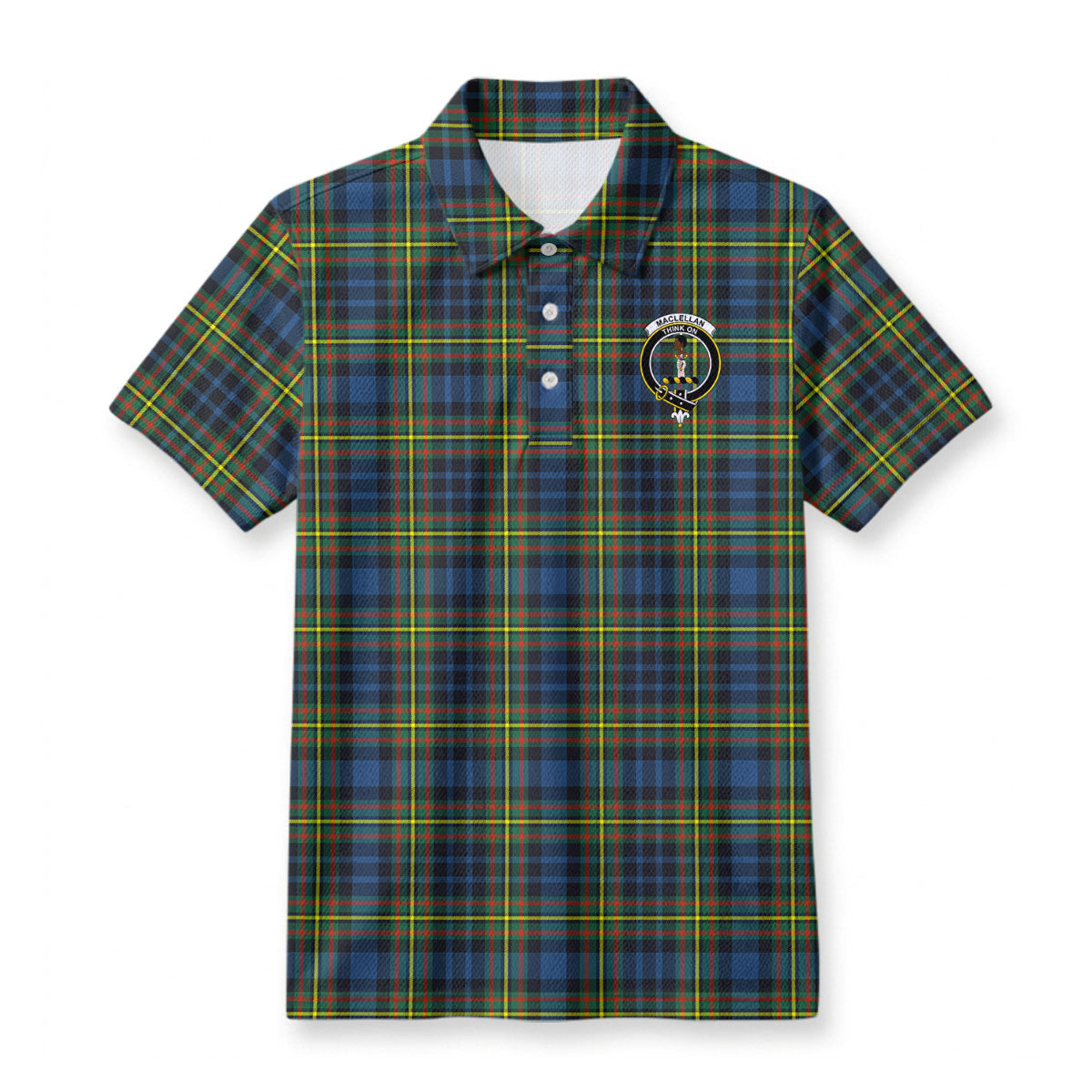 MacLellan Ancient Tartan Crest Birdseye Mesh Polo Shirt