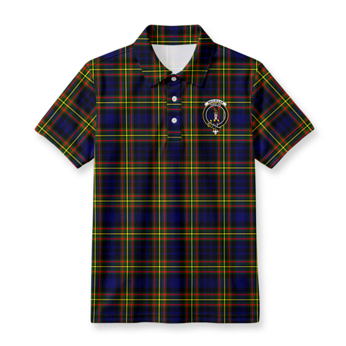 MacLellan Modern Tartan Crest Birdseye Mesh Polo Shirt