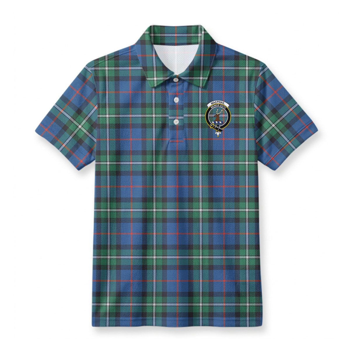 MacPhail Hunting Ancient Tartan Crest Birdseye Mesh Polo Shirt