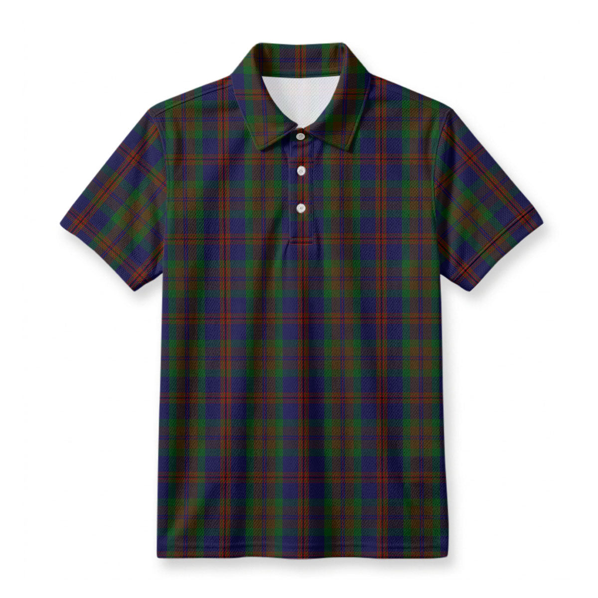 Mann Tartan Birdseye Mesh Polo Shirt