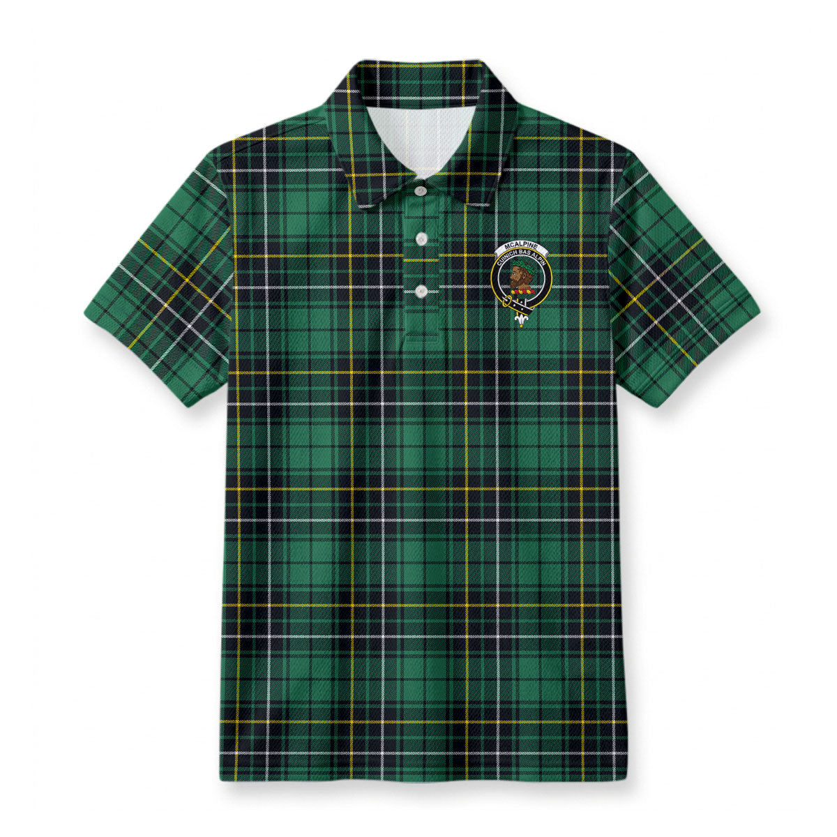 McAlpine Ancient Tartan Crest Birdseye Mesh Polo Shirt