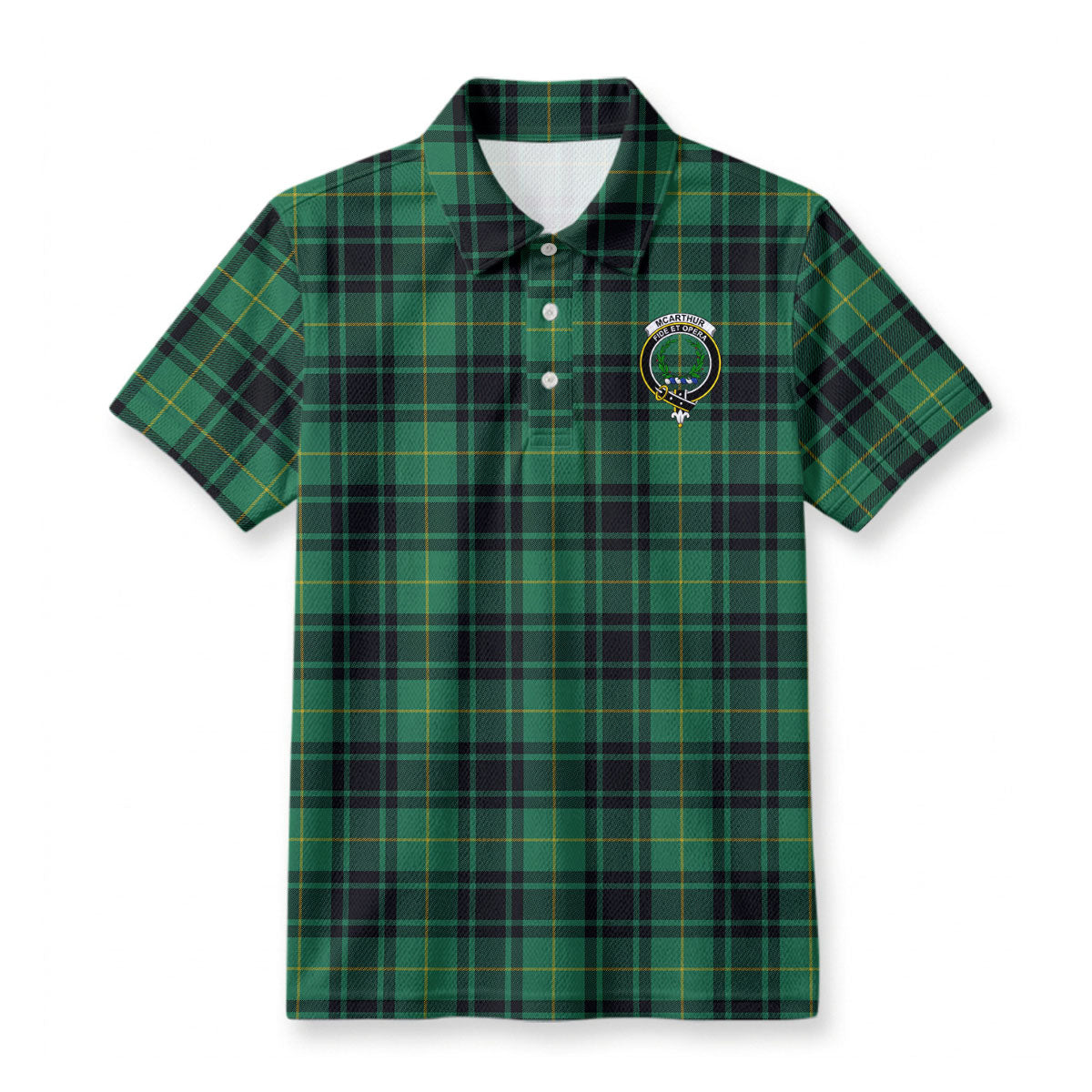 McArthur Ancient Tartan Crest Birdseye Mesh Polo Shirt