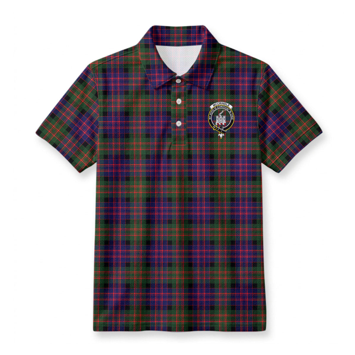 McCrindle Tartan Crest Birdseye Mesh Polo Shirt