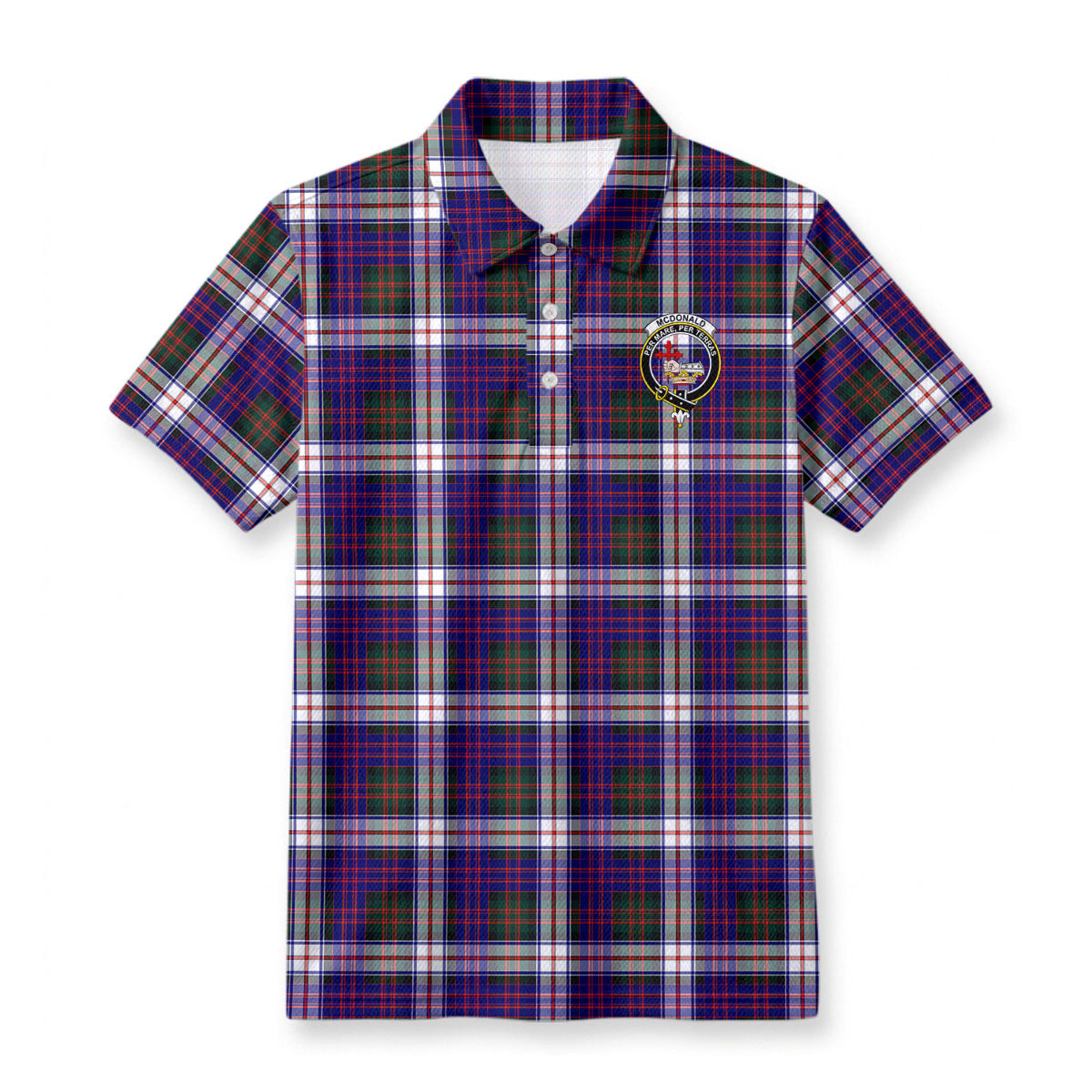McDonald Dress Modern Tartan Crest Birdseye Mesh Polo Shirt