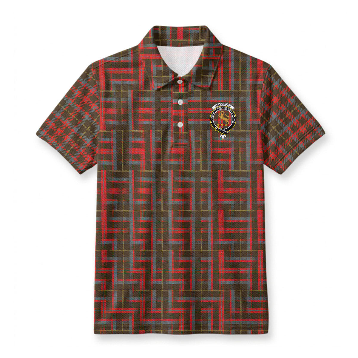 McKintosh Hunting Weathered Tartan Crest Birdseye Mesh Polo Shirt