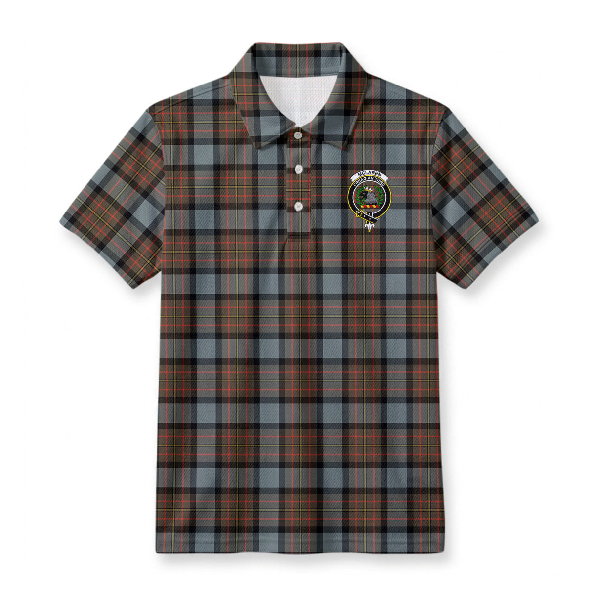 McLaren Weathered Tartan Crest Birdseye Mesh Polo Shirt