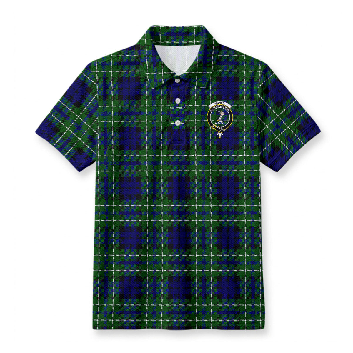 McNeil of Colonsay Modern Tartan Crest Birdseye Mesh Polo Shirt