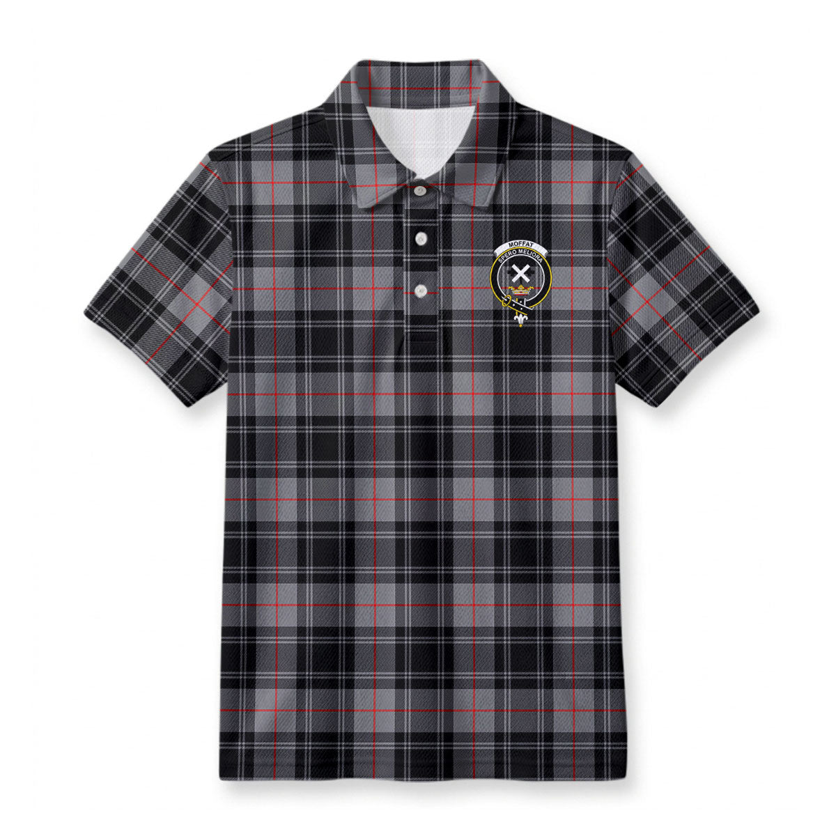 Moffat Modern Tartan Crest Birdseye Mesh Polo Shirt