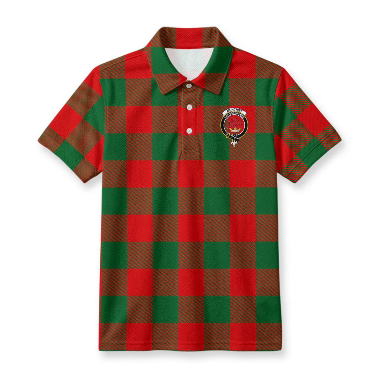 Moncrief Tartan Crest Birdseye Mesh Polo Shirt