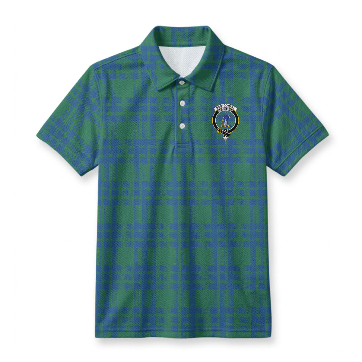 Montgomery Ancient Tartan Crest Birdseye Mesh Polo Shirt