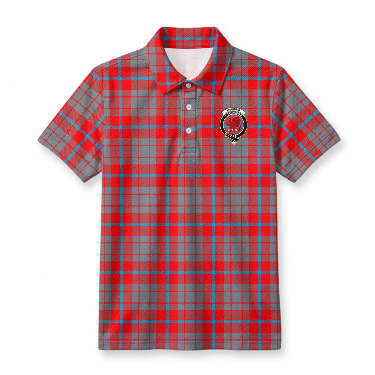 Moubray Tartan Crest Birdseye Mesh Polo Shirt