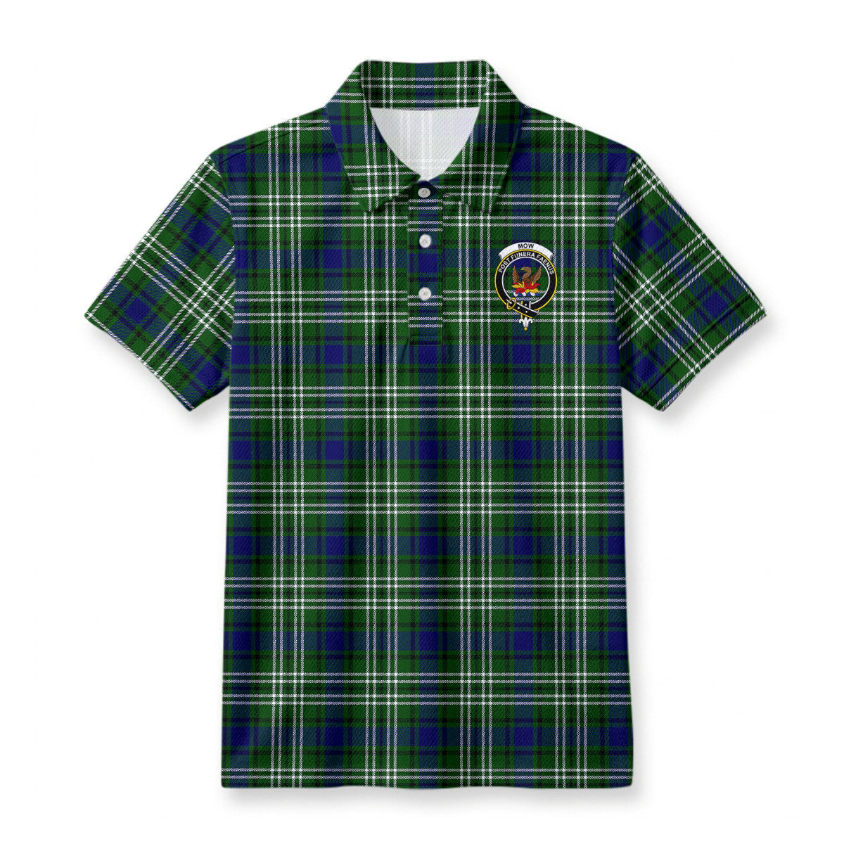 Mow Tartan Crest Birdseye Mesh Polo Shirt