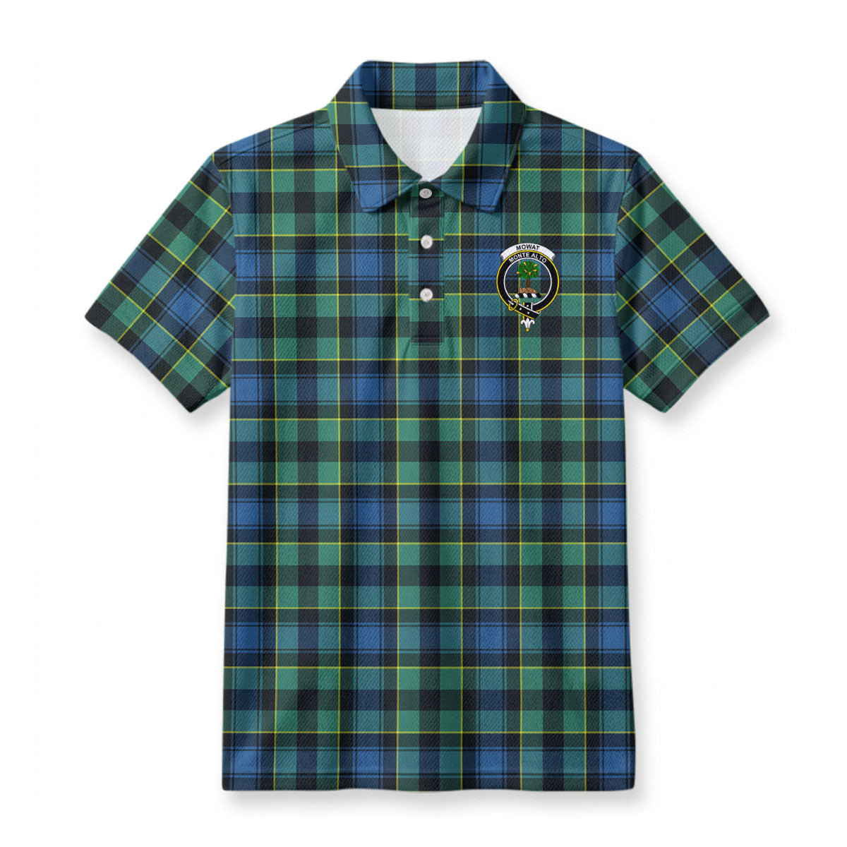 Mowat Ancient Tartan Crest Birdseye Mesh Polo Shirt