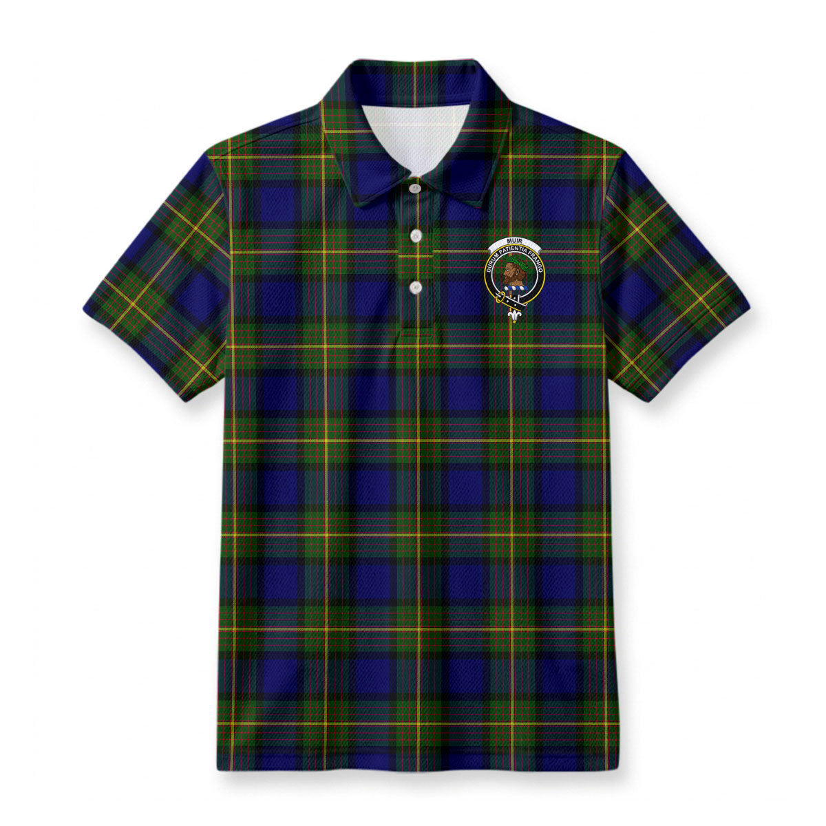 Muir Tartan Crest Birdseye Mesh Polo Shirt