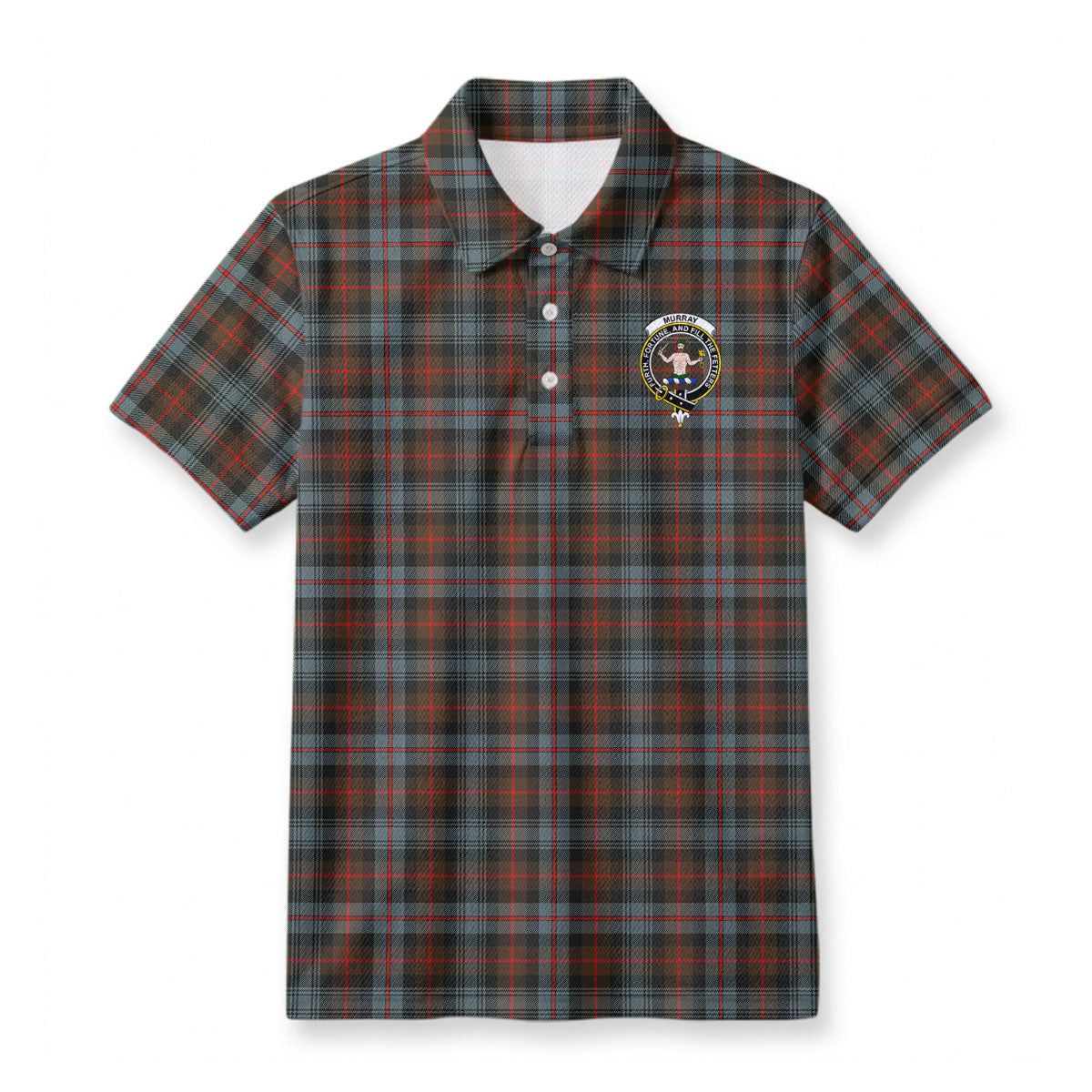 Murray of Atholl Weathered Tartan Crest Birdseye Mesh Polo Shirt