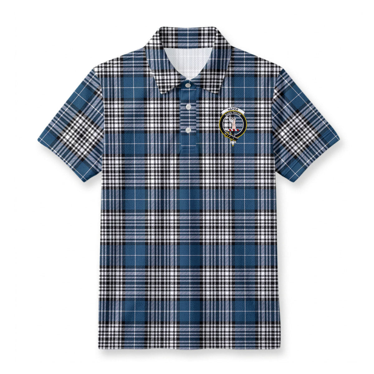 Napier Modern Tartan Crest Birdseye Mesh Polo Shirt