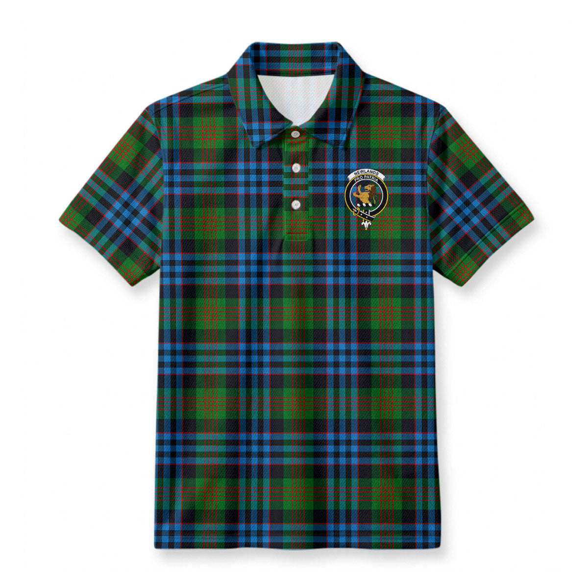Newlands Tartan Crest Birdseye Mesh Polo Shirt