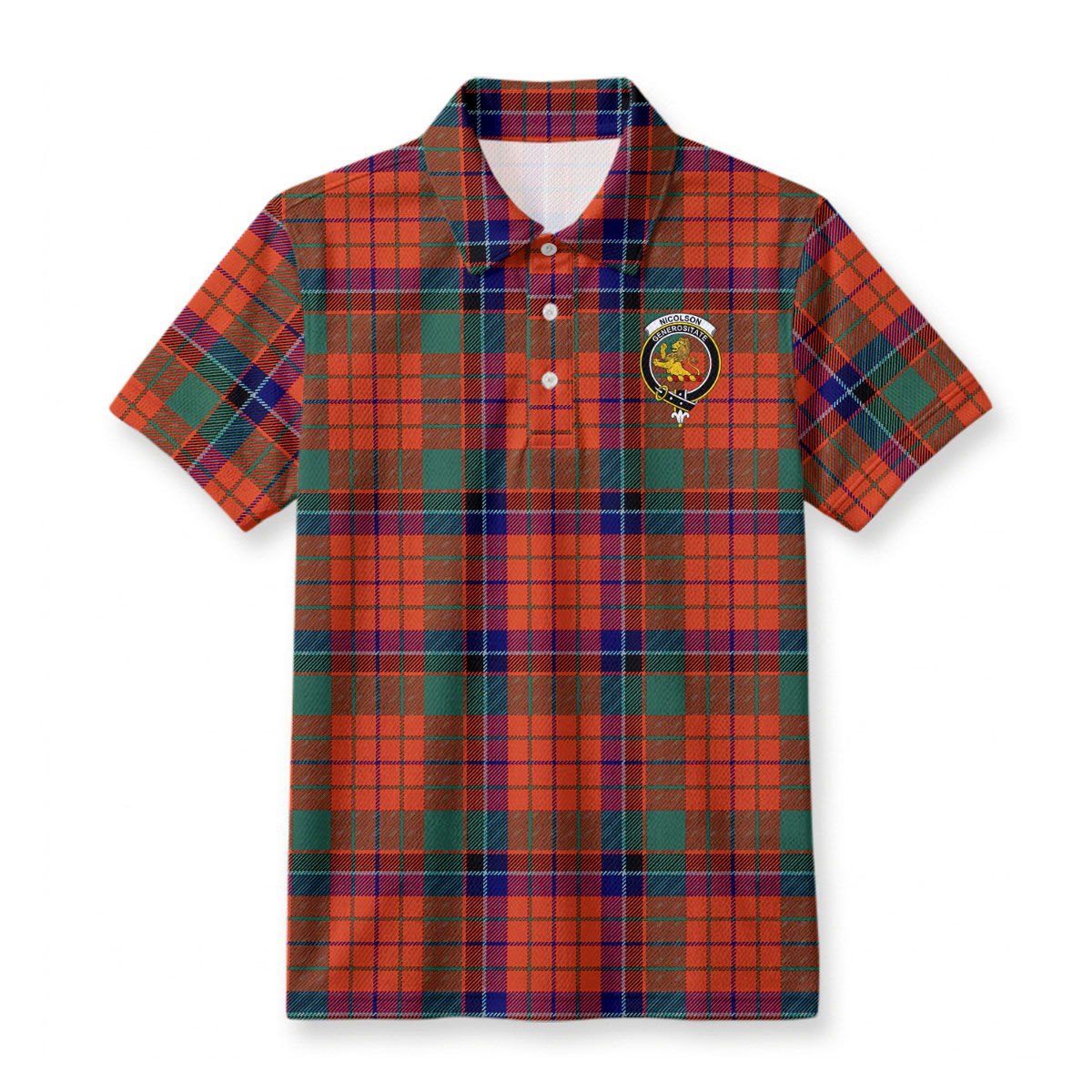 Nicolson Ancient Old Tartan Crest Birdseye Mesh Polo Shirt