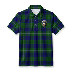Oliphant Modern Tartan Crest Birdseye Mesh Polo Shirt