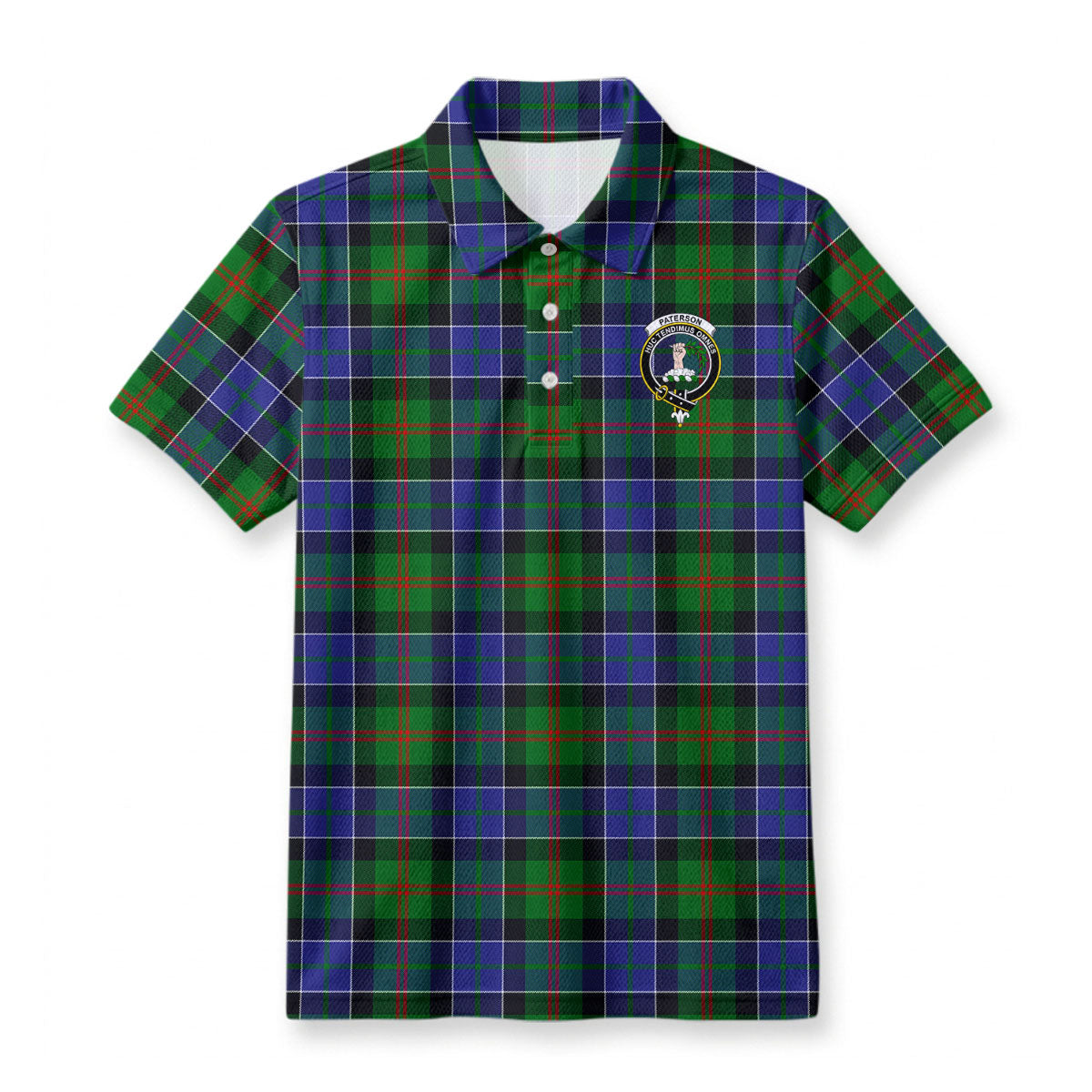 Paterson Tartan Crest Birdseye Mesh Polo Shirt