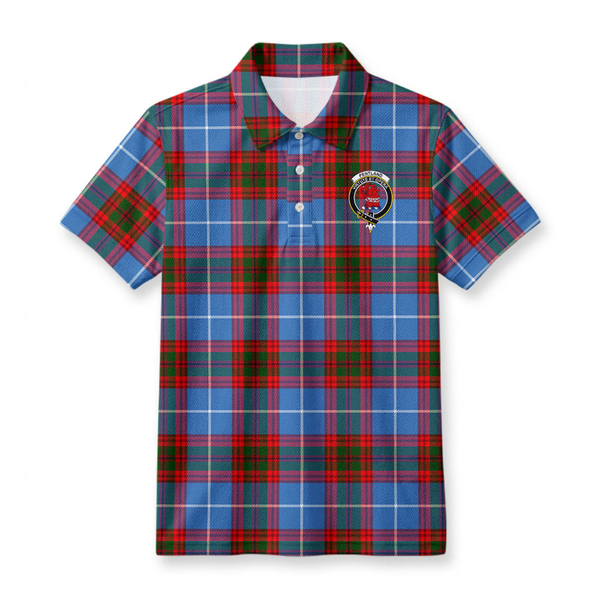 Pentland Tartan Crest Birdseye Mesh Polo Shirt