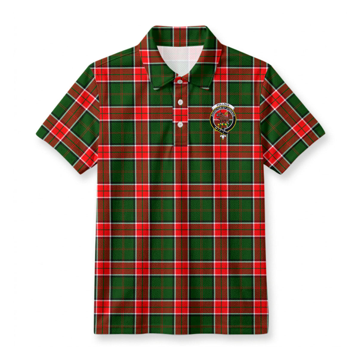 Pollock Tartan Crest Birdseye Mesh Polo Shirt