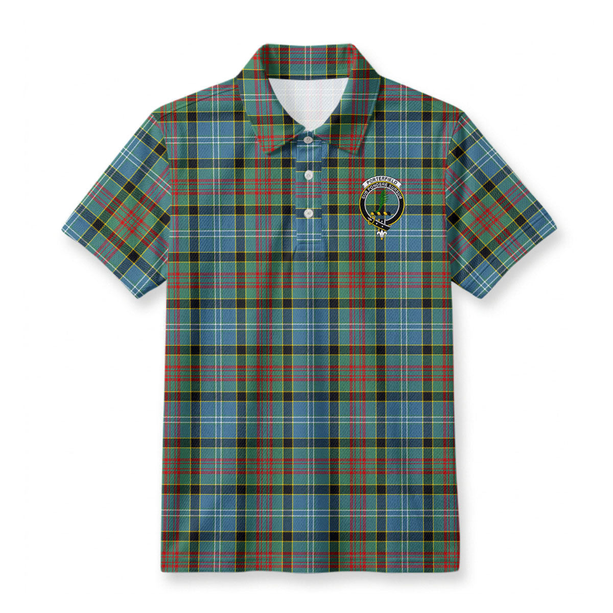 Porterfield Tartan Crest Birdseye Mesh Polo Shirt
