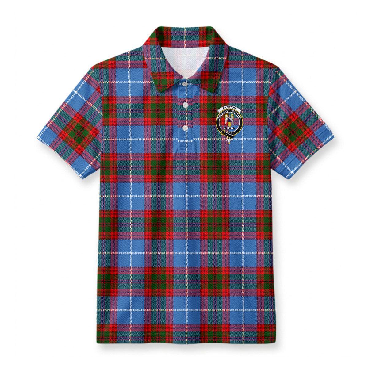 Preston Tartan Crest Birdseye Mesh Polo Shirt