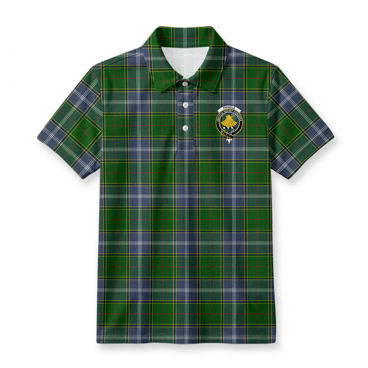 Pringle Tartan Crest Birdseye Mesh Polo Shirt
