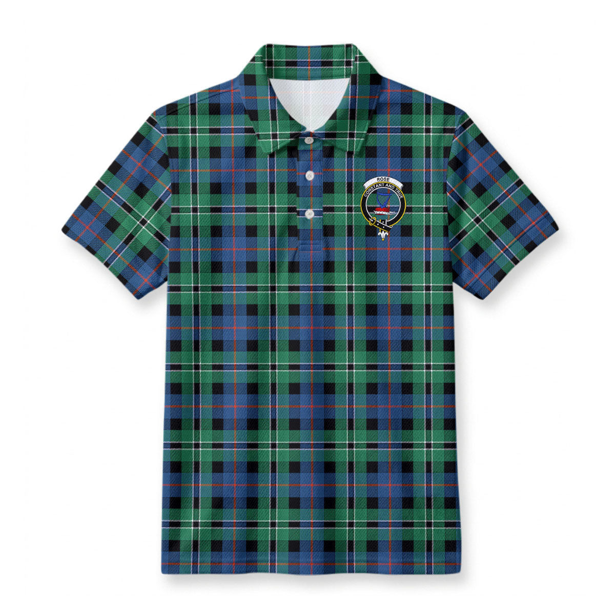 Rose Hunting Ancient Tartan Crest Birdseye Mesh Polo Shirt