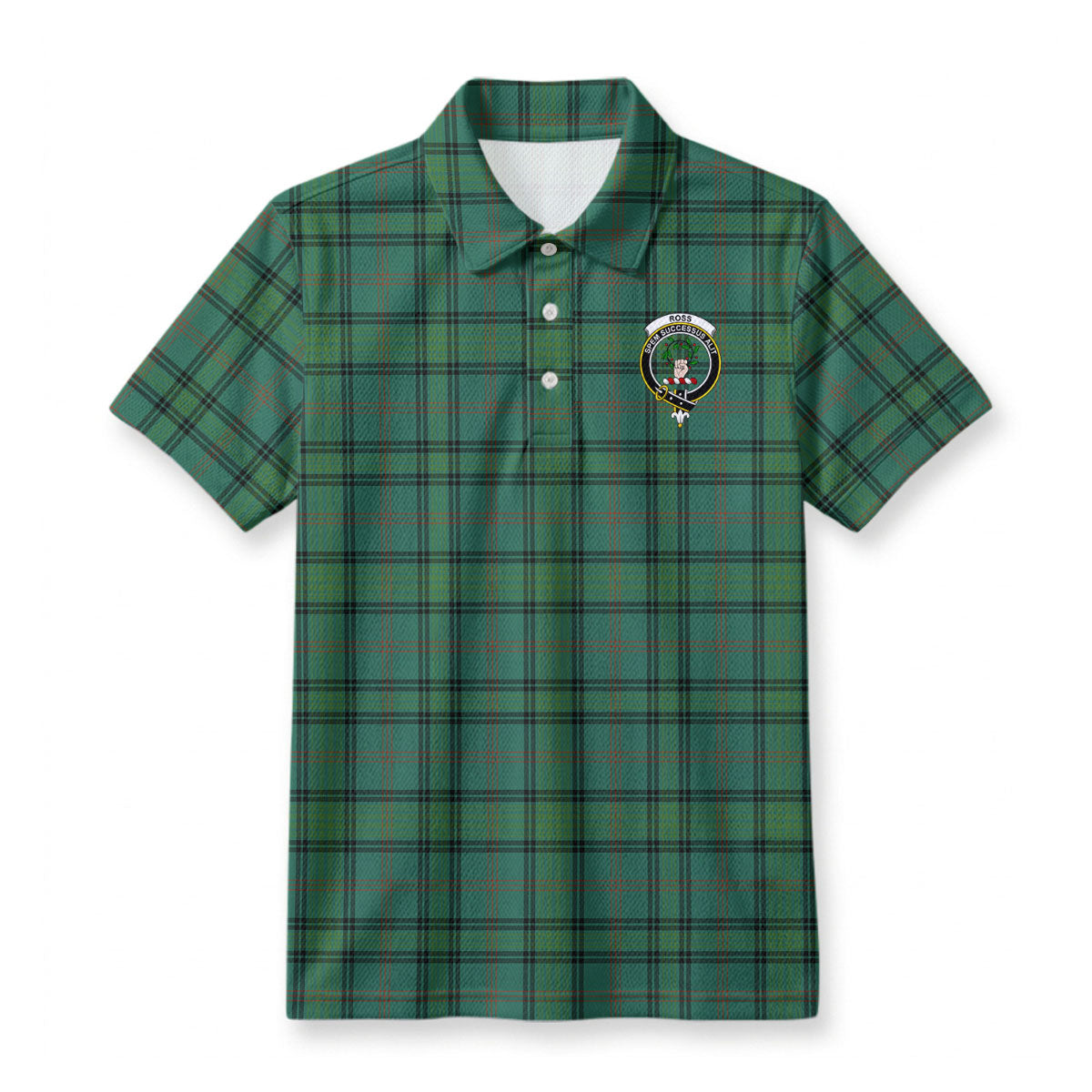 Ross Hunting Ancient Tartan Crest Birdseye Mesh Polo Shirt