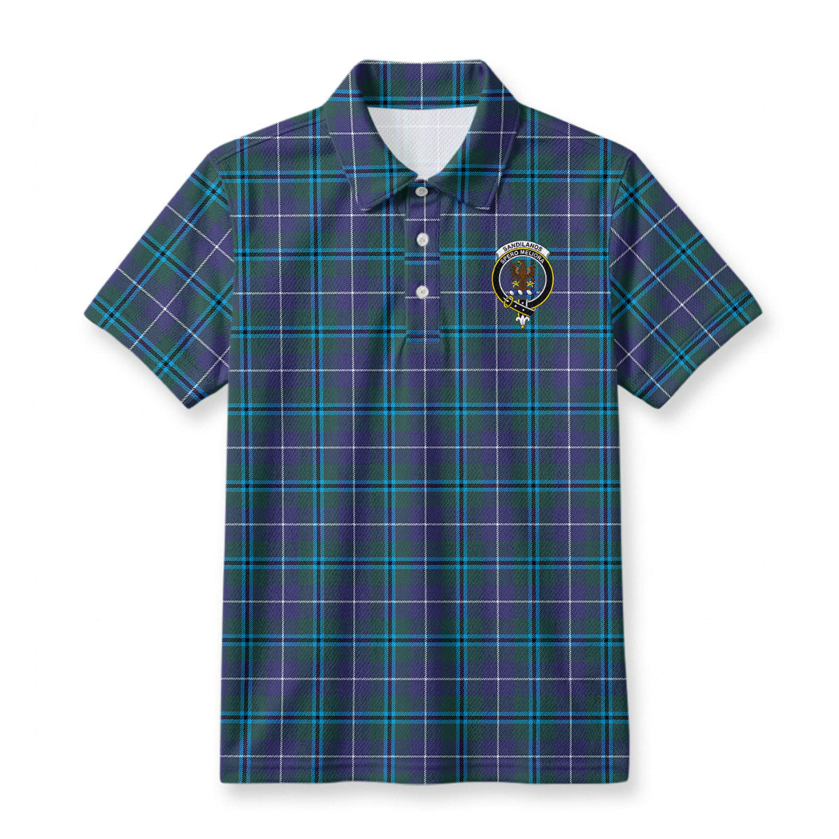 Sandilands Tartan Crest Birdseye Mesh Polo Shirt