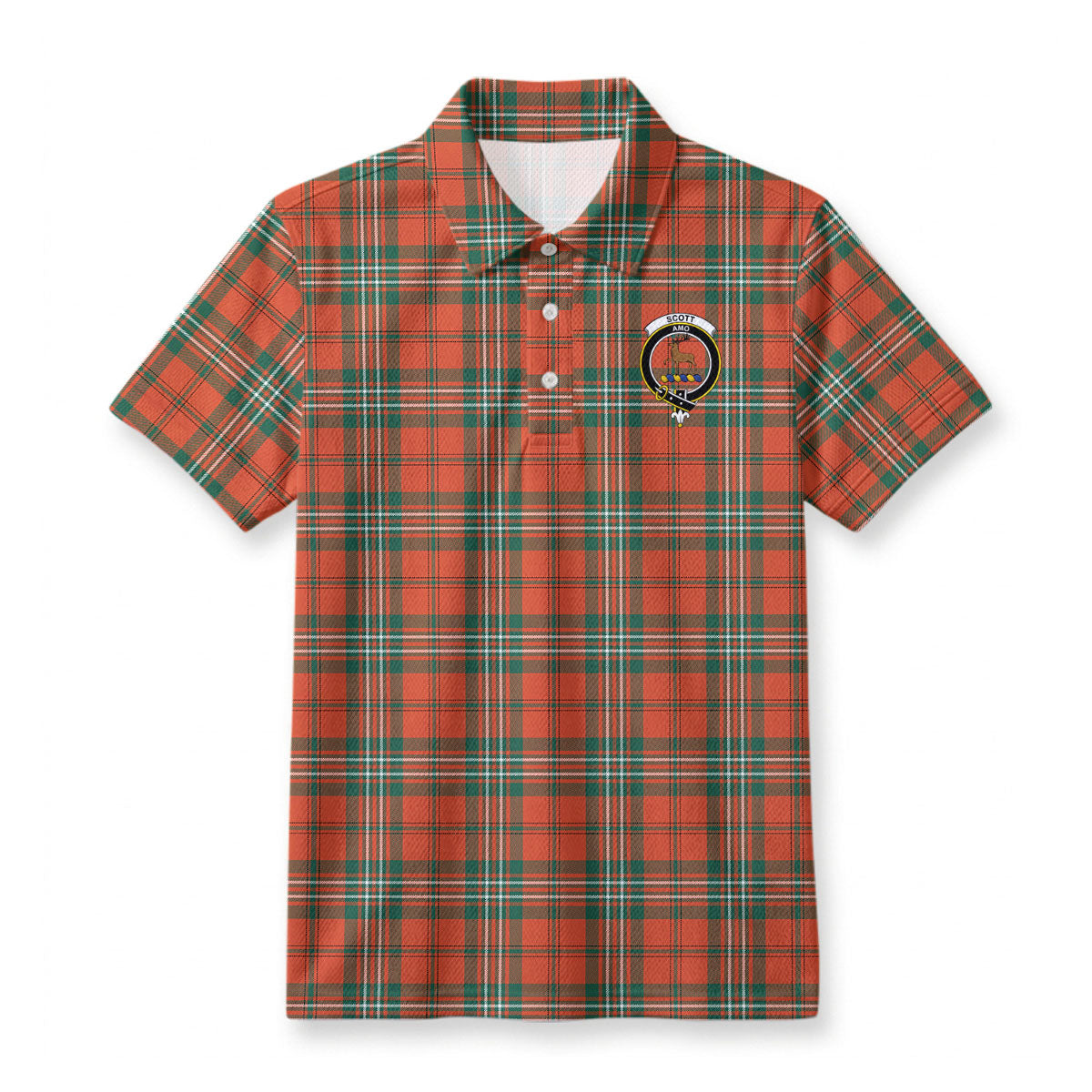 Scott Ancient Tartan Crest Birdseye Mesh Polo Shirt