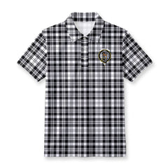 Scott Black & White Modern Tartan Crest Birdseye Mesh Polo Shirt