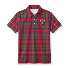 Shaw Red Modern Tartan Crest Birdseye Mesh Polo Shirt