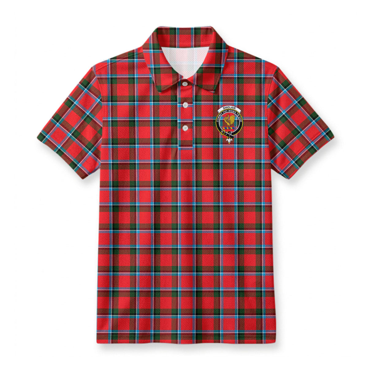 Sinclair Modern Tartan Crest Birdseye Mesh Polo Shirt