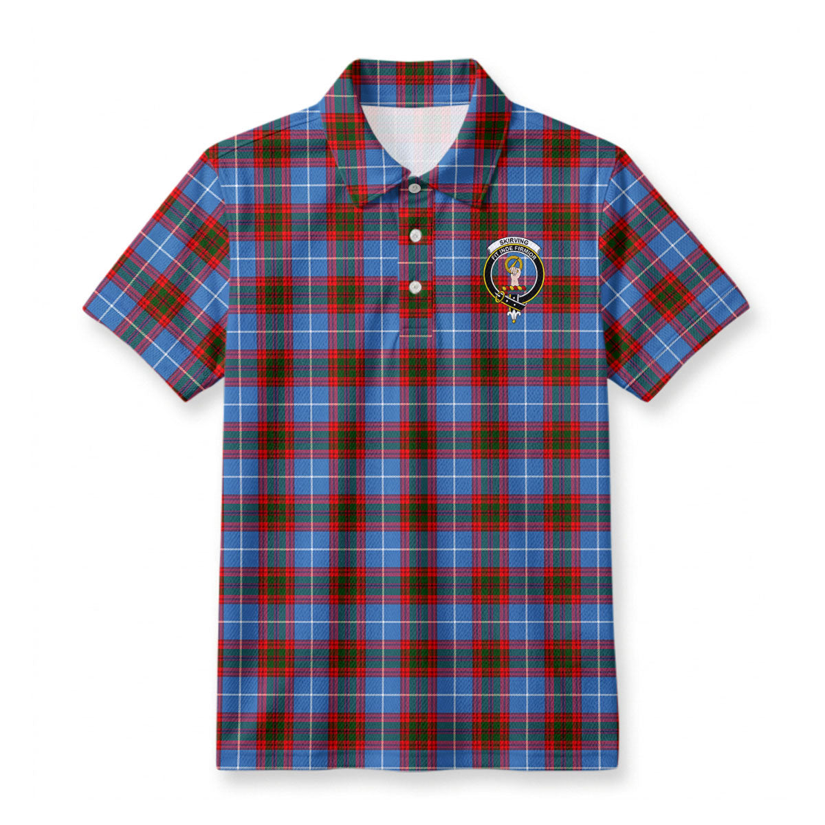 Skirving Tartan Crest Birdseye Mesh Polo Shirt