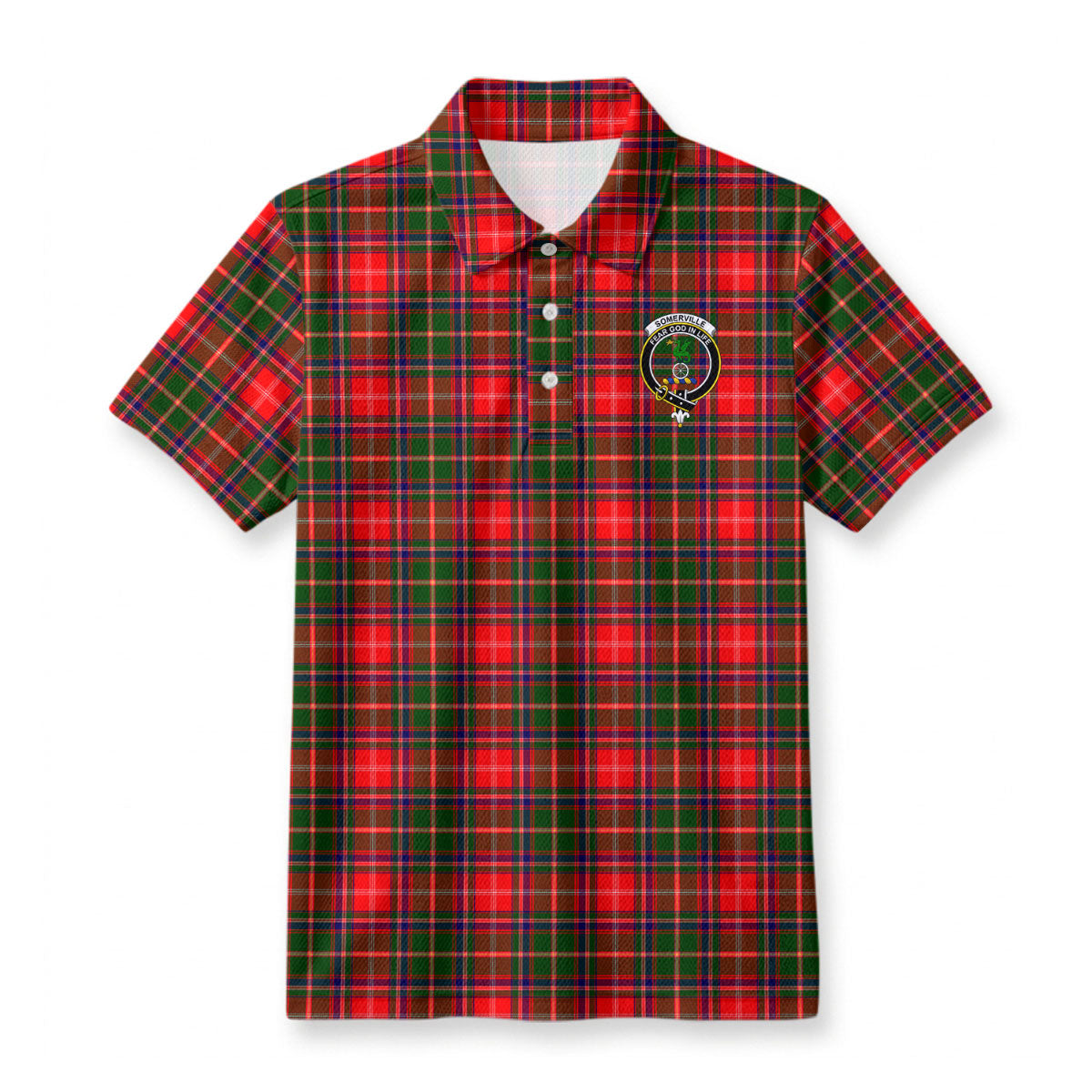 Somerville Tartan Crest Birdseye Mesh Polo Shirt