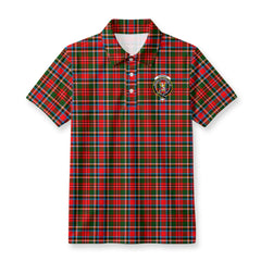 Stewart Royal Tartan Crest Birdseye Mesh Polo Shirt