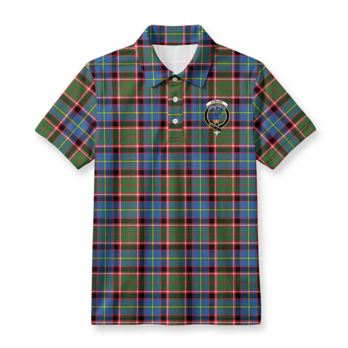 Stirling (of Cadder-Present Chief) Tartan Crest Birdseye Mesh Polo Shirt