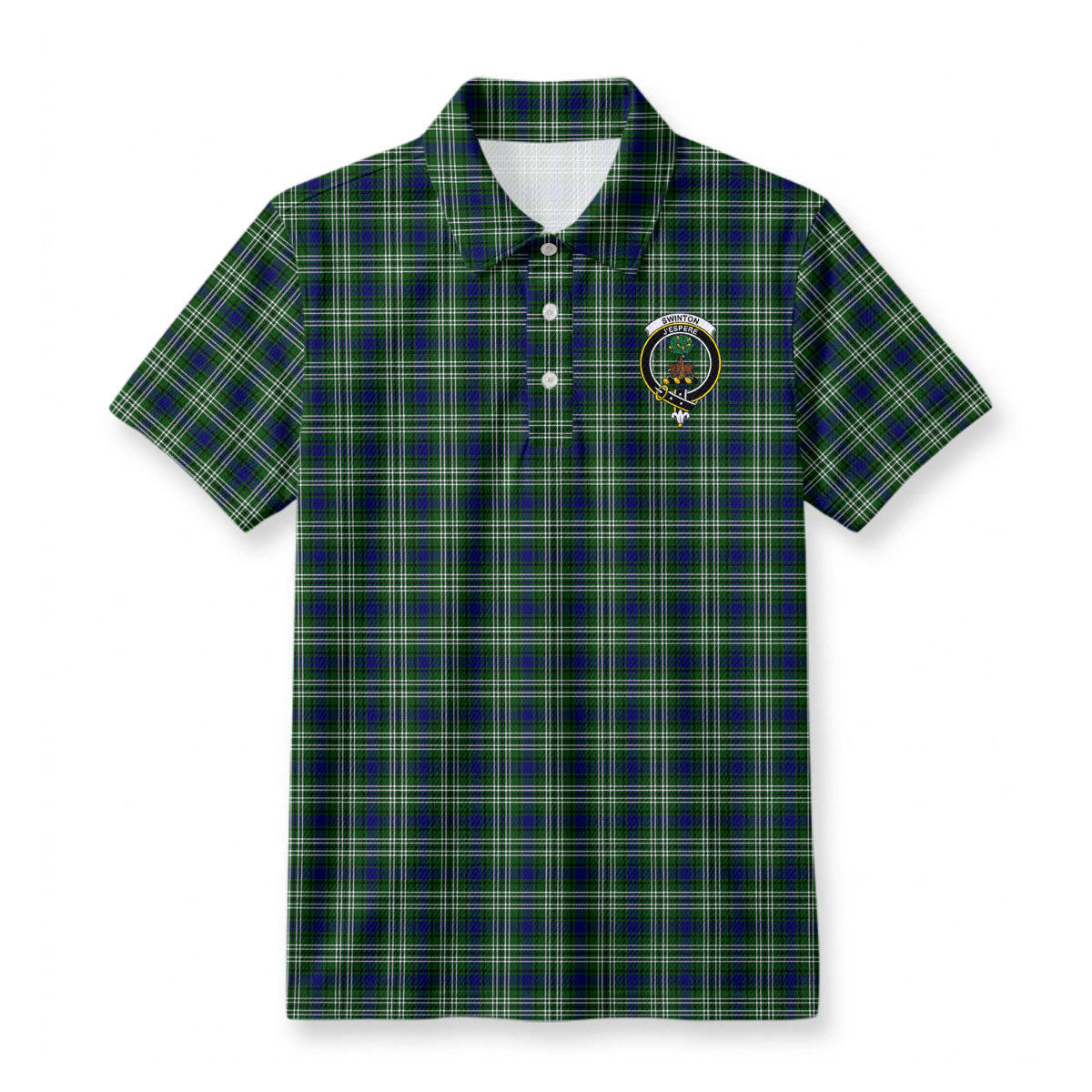Swinton Tartan Crest Birdseye Mesh Polo Shirt